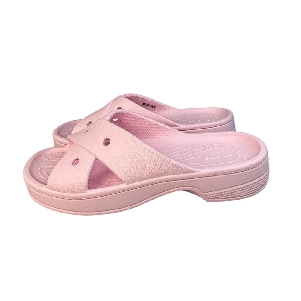 Crocs Classic Women's Cross Strap Sandals Pink Milk Size 7 Style 210840